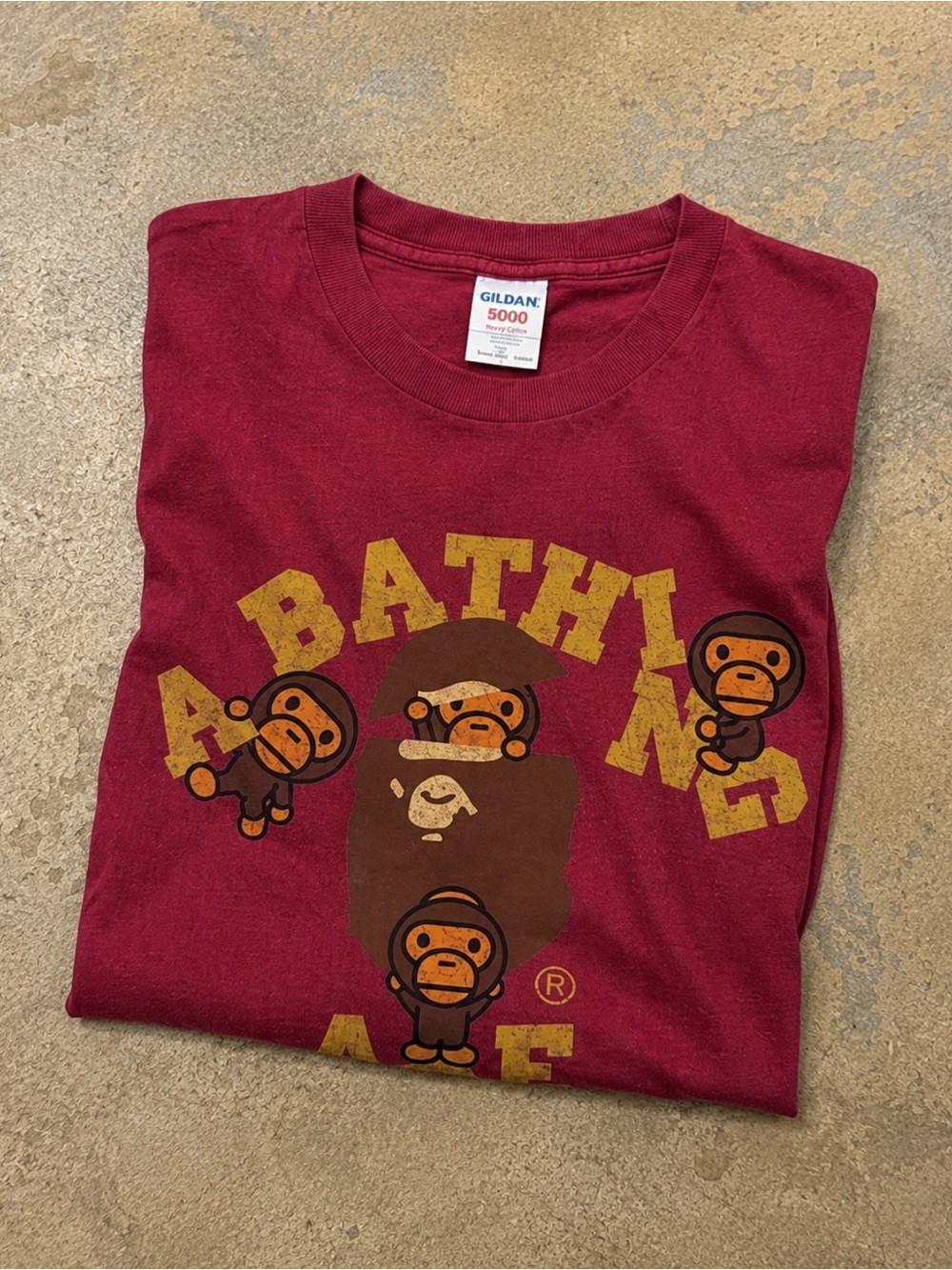 Gildan 5000 Red Heavy Cotton Crewneck Tee, Y2K, Streetwear Size L - Picture 2 of 5